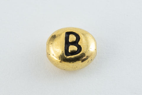 6mm x 5mm Antique Gold Tierracast Pewter Letter "B" Bead #CKB238-General Bead