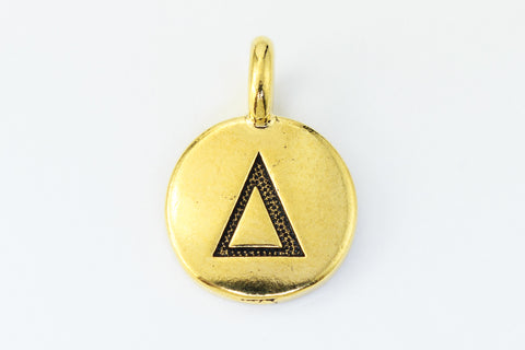 17mm Antique Gold Tierracast Pewter Delta Charm #CKB241-General Bead
