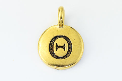 17mm Antique Gold Tierracast Pewter Theta Charm #CKB242-General Bead