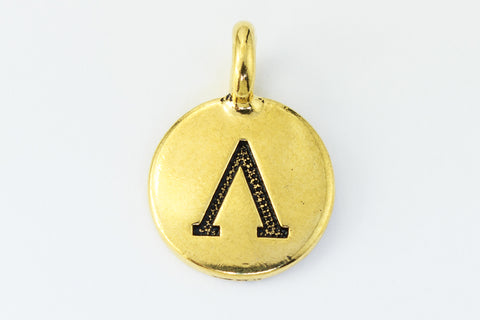 17mm Antique Gold Tierracast Pewter Lambda Charm #CKB243-General Bead