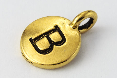 17mm Antique Gold Tierracast Pewter Letter "B" Charm #CKB251-General Bead