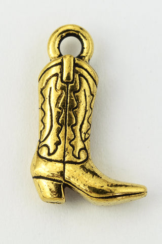 18.5mm Antique Gold Tierracast Pewter Cowboy Boot Charm (20 Pcs) #CKB253-General Bead