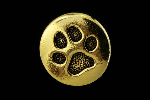 12mm Antique Gold Tierracast Paw Print Button (20 Pcs) #CKB273-General Bead