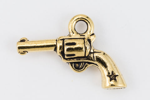 20mm Antique Gold Tierracast Six Shooter Charm #CKB299-General Bead