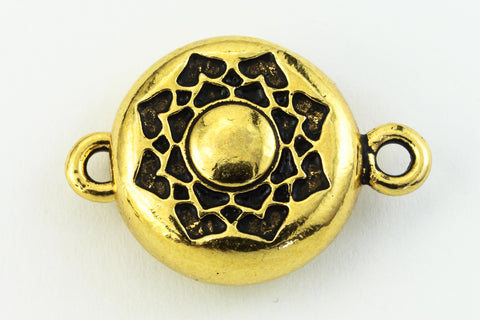 18mm Antique Gold Tierracast Pewter Lotus Magnetic Clasp (5 Sets) #CKB305-General Bead