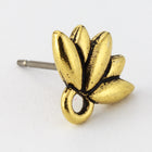 10mm Antique Gold Tierracast Pewter Lotus Ear Post #CKB308-General Bead