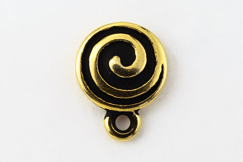 10mm Antique Gold Tierracast Pewter Spiral Ear Post #CKB312-General Bead