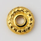 9.25mm Bright Gold Tierracast Pewter Hammered Large Hole Bead #CKB319-General Bead