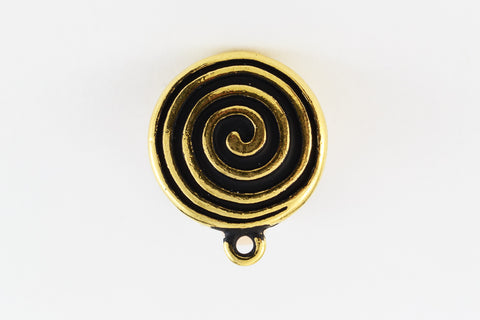 17mm Antique Gold Tierracast Pewter Spiral Ear Clip with Loop #CKB325-General Bead