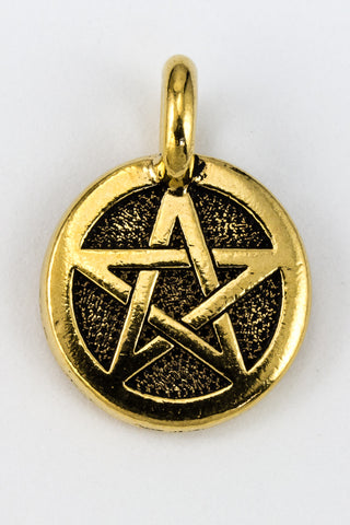 16.6mm Antique Gold Tierracast Pentagram Charm #CKB350-General Bead