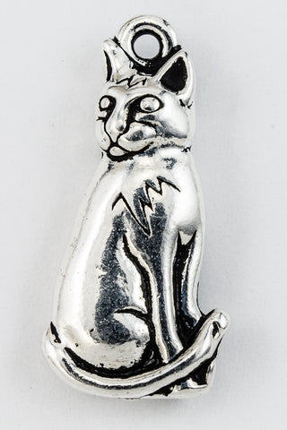 22mm Antique Silver Tierracast Pewter Sitting Cat Charm #CKB368-General Bead