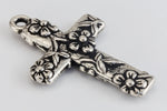 27mm Antique Silver Tierracast Floral Cross (5 Pcs) #CKB418-General Bead