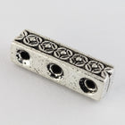 4mm x 15mm Antique Silver Tierracast Deco Rose Three Hole Spacer Bar #CKB436-General Bead