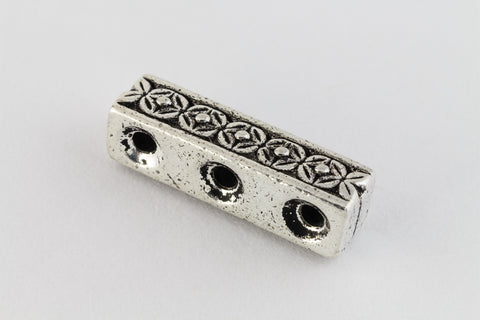 4mm x 15mm Antique Silver Tierracast Deco Rose Three Hole Spacer Bar #CKB436-General Bead