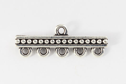 10mm x 26mm Antique Silver Tierracast Beaded Five Loop End Bar #CK153-General Bead
