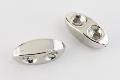 4mm x 10mm Silver Tierracast Almond Two Hole Spacer Bar #CKB440-General Bead