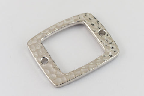 21mm Rhodium TierraCast Hammered Rectangle Link (15 Pcs) #CK473-General Bead