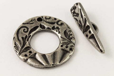 Antique Pewter Tierracast Pewter Flora Toggle Clasp (10 Sets) #CK517-General Bead