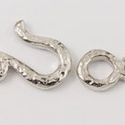 14mm Rhodium Tierracast Pewter Hammered Hook & Eye Clasp (15 Sets) #CK519-General Bead