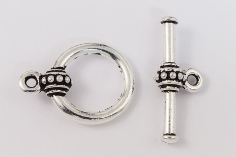 17mm Antique Silver Tierracast Pewter Beaded Toggle Clasp #CK531-General Bead