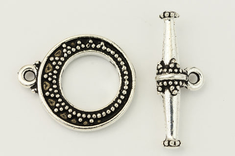 16mm Antique Silver Tierracast Tapered Bali Toggle Clasp #CK538-General Bead