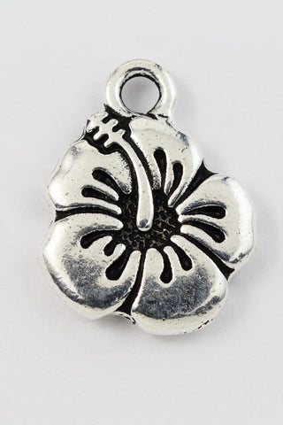 18mm Antique Silver Tierracast Hibiscus Drop #CK593-General Bead