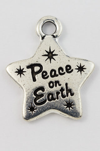 19mm Antique Silver Tierracast Peace Star Charm #CK609-General Bead