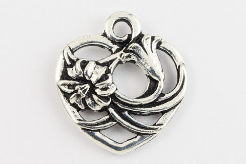 20mm Antique Silver Tierracast Floral Heart Charm #CK611-General Bead