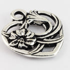 20mm Antique Silver Tierracast Floral Heart Charm #CK611-General Bead
