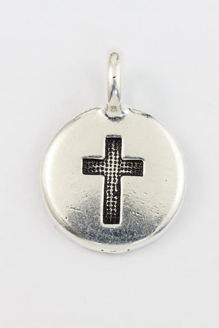 17mm Antique Silver Tierracast Cross Charm #CK623-General Bead