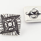 11mm Antique Silver TierraCast Czech Square Button (20 Pcs) #CK626-General Bead