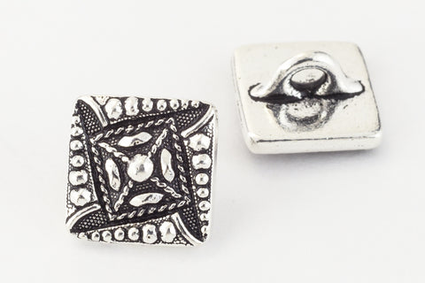 11mm Antique Silver TierraCast Czech Square Button (20 Pcs) #CK626-General Bead
