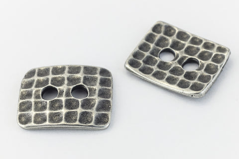 15mm Antique Pewter TierraCast Hammered Rectangle Button (20 Pcs) #CK632-General Bead