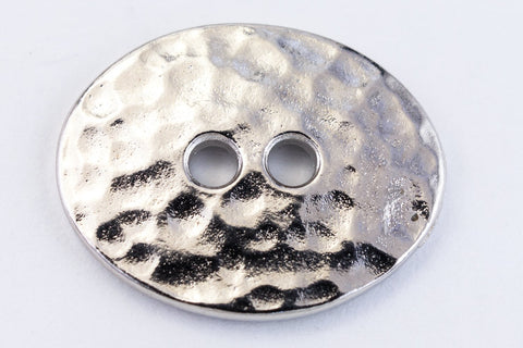 19mm Rhodium TierraCast Distressed Oval Button (20 Pcs) #CK640-General Bead