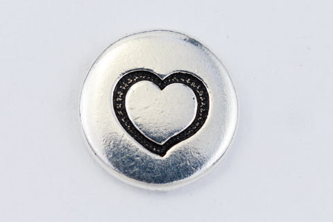 12mm Antique Silver TierraCast Heart Button (20 Pcs) #CK648-General Bead