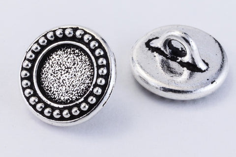 12mm Antique Silver TierraCast Beaded Bezel Button (20 Pcs) #CK649-General Bead