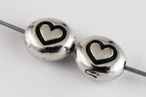 7mm x 6mm Antique Silver TierraCast Pewter Heart Bead (20 Pcs) #CK692-General Bead