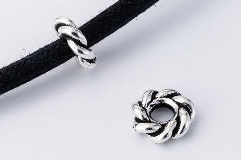 8mm Antique Silver TierraCast Twist Large Hole Bead (20 Pcs) #CK739-General Bead