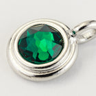 34ss Swarovski Emerald/Rhodium TierraCast Stepped Bezel Charm (10 Pcs) #CK794-General Bead