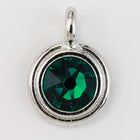 34ss Swarovski Emerald/Rhodium TierraCast Stepped Bezel Charm (10 Pcs) #CK794-General Bead