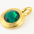 34ss Swarovski Emerald/Bright Gold TierraCast Stepped Bezel Charm (10 Pcs) #CK795-General Bead