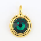 34ss Swarovski Emerald/Bright Gold TierraCast Stepped Bezel Charm (10 Pcs) #CK795-General Bead