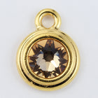 34ss Swarovski Light Colorado Topaz/Bright Gold TierraCast Stepped Bezel Drop (10 Pcs) #CK797-General Bead