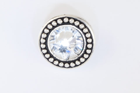 12mm Antique Silver TierraCast Beaded Button Bezel with Swarovski Crystal #CK800