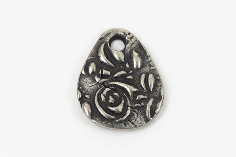 16mm Antique Pewter TierraCast Flora Teardrop Charm #CK809