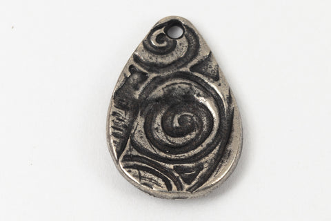 20mm Antique Pewter TierraCast Flora Teardrop Charm #CK810