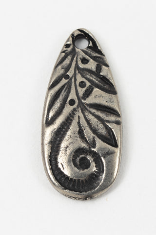 23mm Antique Pewter TierraCast Jardin Teardrop Charm #CK811