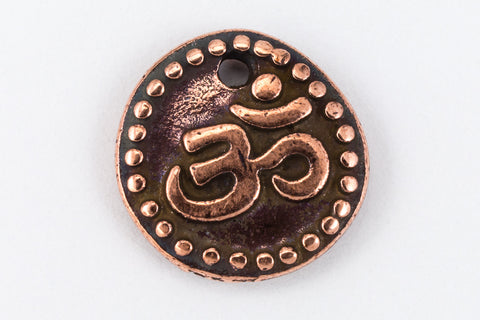 11mm Antique Copper "Om" Coin Tierracast Pewter Charm #CKC002-General Bead