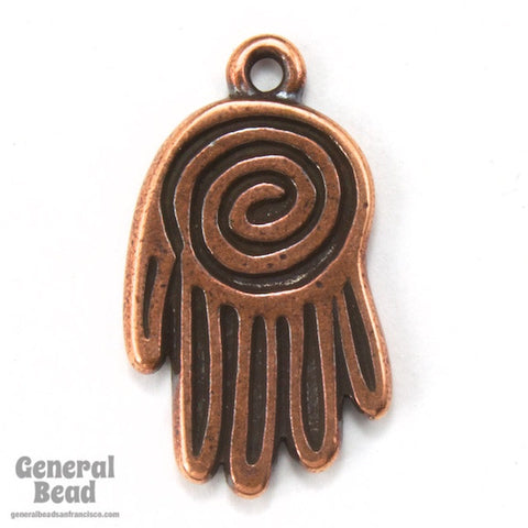 13mm x 22mm Antique Copper Spiral Hand Tierracast Charm-General Bead