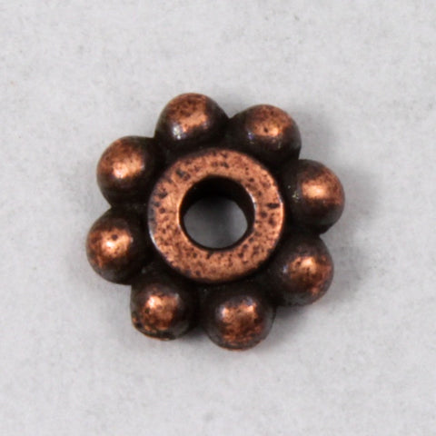 6mm Antique Copper Tierracast Pewter Beaded Daisy Spacer #CKC033-General Bead